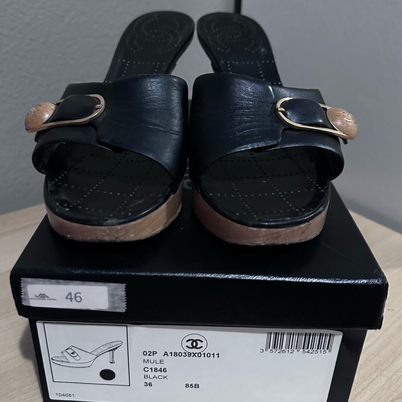 Authentic Chanel Wooden Mules with Chanel Box - Picture 3 of 13